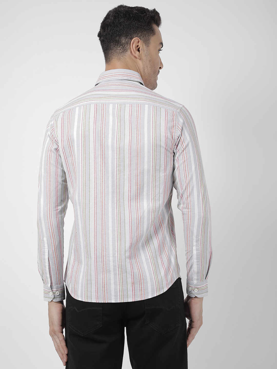 Numero Uno Men Striped Grey Shirt